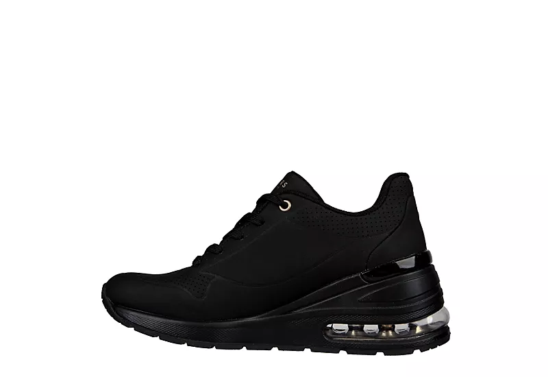 Skechers Womens Million Air Elevated Air Sneaker - Black 3 Skechers Womens Million Air Elevated Air Sneaker - Black - Image 3