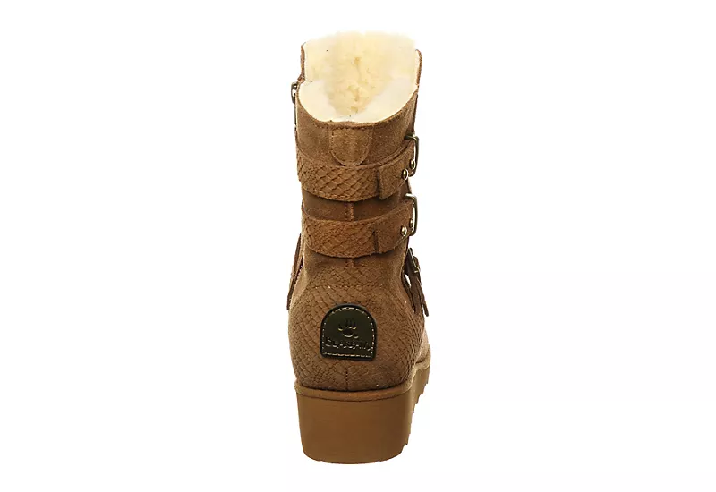 Bearpaw Womens Lucy Fur Wedge Boot - Tan 5 Bearpaw Womens Lucy Fur Wedge Boot - Tan - Image 5