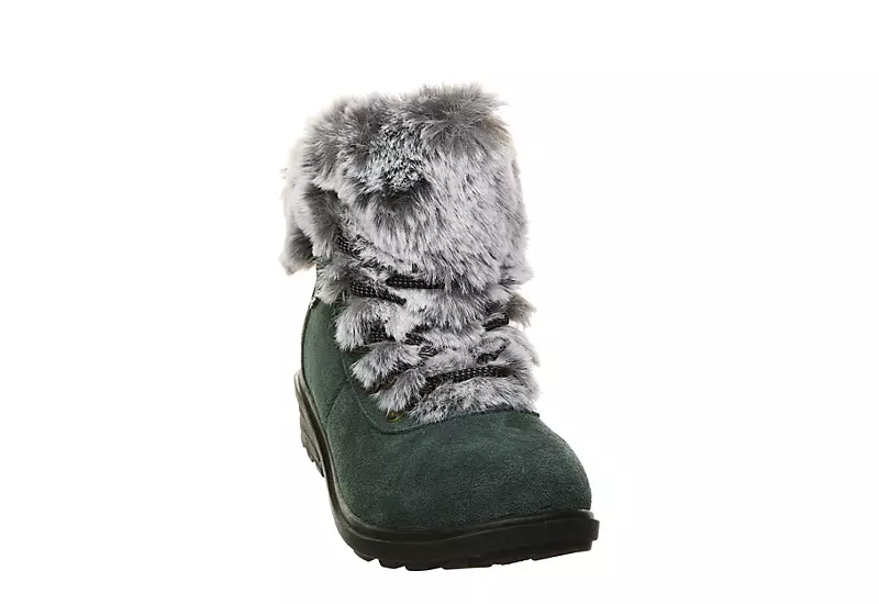 Bearpaw Womens Serenity Lace Up Fur Boot - Dark Green 3 Bearpaw Womens Serenity Lace Up Fur Boot - Dark Green - Image 3