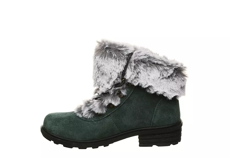 Bearpaw Womens Serenity Lace Up Fur Boot - Dark Green 4 Bearpaw Womens Serenity Lace Up Fur Boot - Dark Green - Image 4