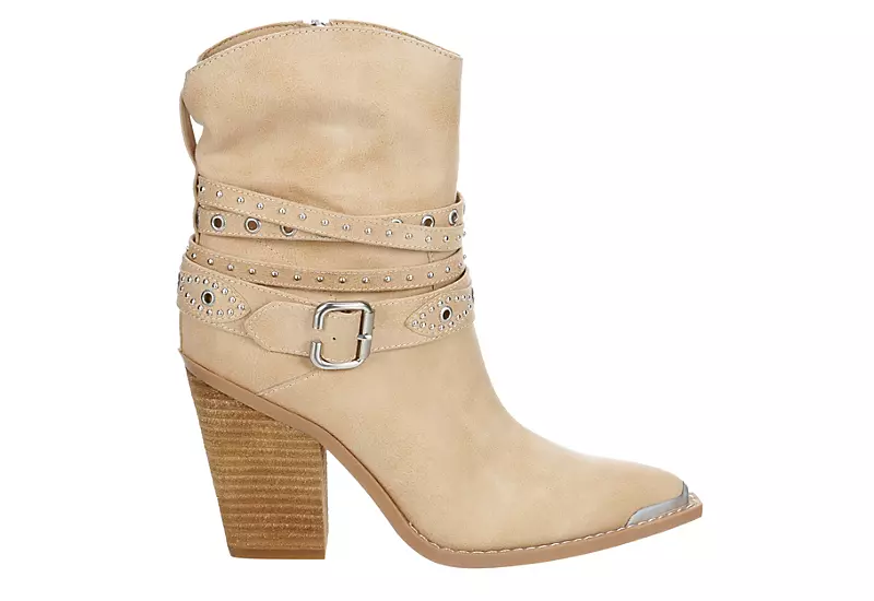 Michael By Michael Shannon Womens Dottie Western Boot - Beige 2 Michael By Michael Shannon Womens Dottie Western Boot - Beige - Image 2
