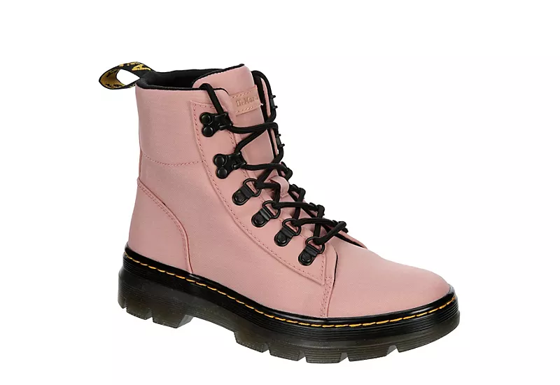 Dr. Martens Dr.martens Womens Combs Nylon Combat Boot - Pale Pink 1 Dr. Martens Dr.martens Womens Combs Nylon Combat Boot - Pale Pink
