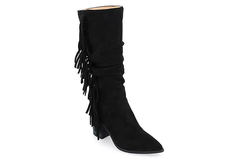 Journee Collection Womens Hartly Fringed Wide Calf Dress Boot - Black 1 Journee Collection Womens Hartly Fringed Wide Calf Dress Boot - Black