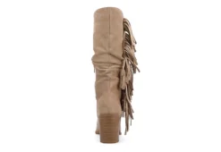 Journee Collection Womens Hartly Fringed Wide Calf Dress Boot - Taupe -Women Shoes Store US 01 303178 04