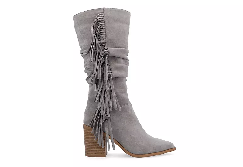 Journee Collection Womens Hartly Fringed Wide Calf Dress Boot - Grey 2 Journee Collection Womens Hartly Fringed Wide Calf Dress Boot - Grey - Image 2