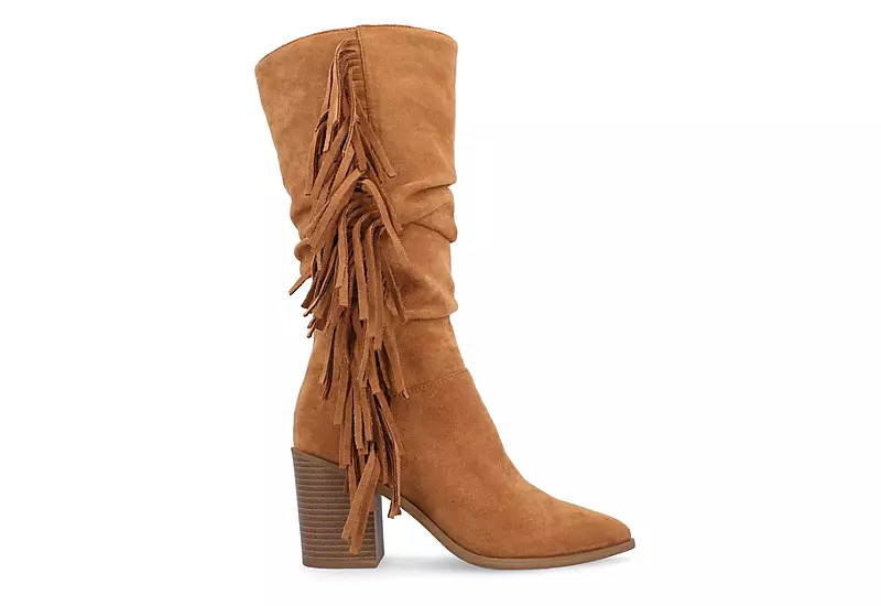 Journee Collection Womens Hartly Fringed Wide Calf Dress Boot - Tan 2 Journee Collection Womens Hartly Fringed Wide Calf Dress Boot - Tan - Image 2