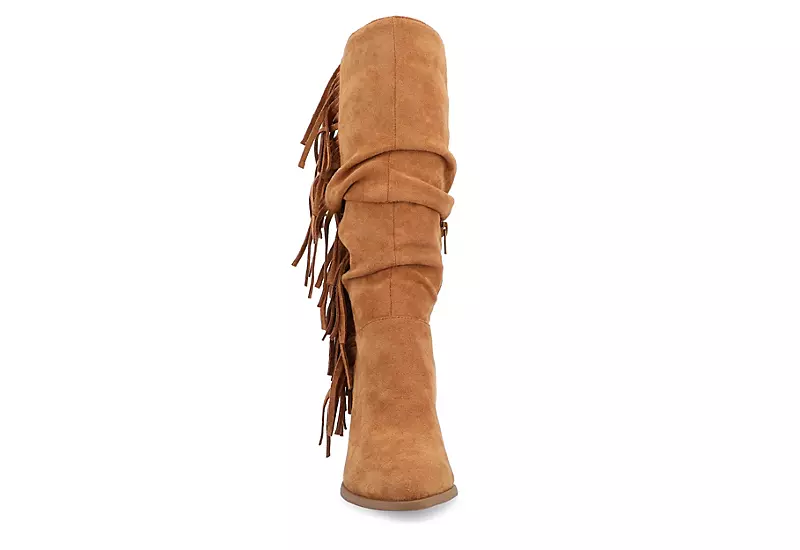 Journee Collection Womens Hartly Fringed Wide Calf Dress Boot - Tan 3 Journee Collection Womens Hartly Fringed Wide Calf Dress Boot - Tan - Image 3