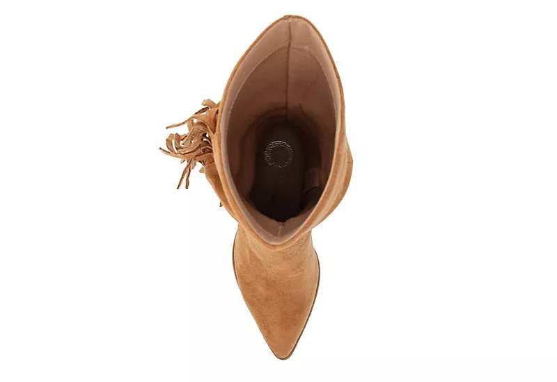 Journee Collection Womens Hartly Fringed Wide Calf Dress Boot - Tan 6 Journee Collection Womens Hartly Fringed Wide Calf Dress Boot - Tan - Image 6