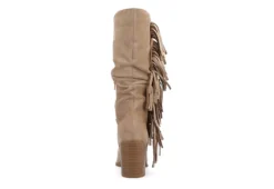 Journee Collection Womens Hartly Fringed Extra Wide Calf Dress Boot - Taupe -Women Shoes Store US 01 303183 04