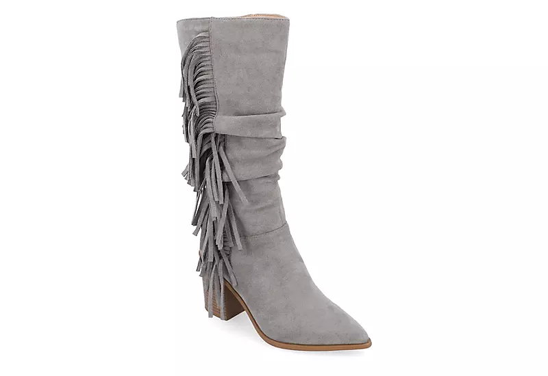 Journee Collection Womens Hartly Fringed Extra Wide Calf Dress Boot - Grey 1 Journee Collection Womens Hartly Fringed Extra Wide Calf Dress Boot - Grey