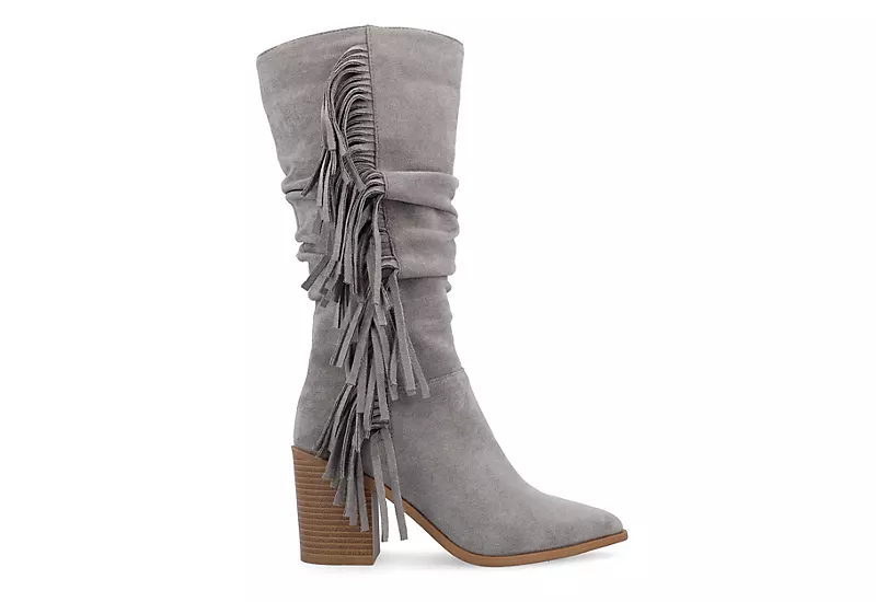 Journee Collection Womens Hartly Fringed Extra Wide Calf Dress Boot - Grey 2 Journee Collection Womens Hartly Fringed Extra Wide Calf Dress Boot - Grey - Image 2