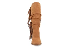 Journee Collection Womens Hartly Fringed Extra Wide Calf Dress Boot - Tan -Women Shoes Store US 01 303185 02