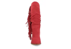 Journee Collection Womens Hartly Fringed Extra Wide Calf Dress Boot - Red -Women Shoes Store US 01 303199 02