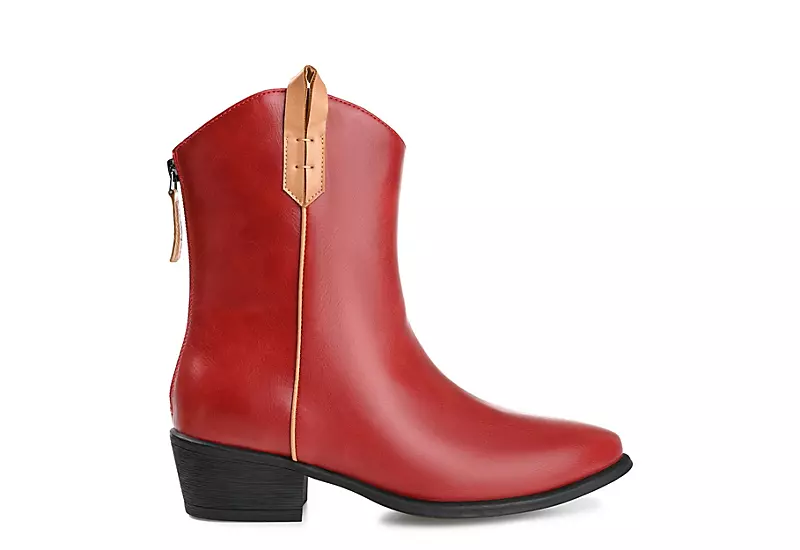 Journee Collection Womens Novva Western Ankle Boot - Red 2 Journee Collection Womens Novva Western Ankle Boot - Red - Image 2