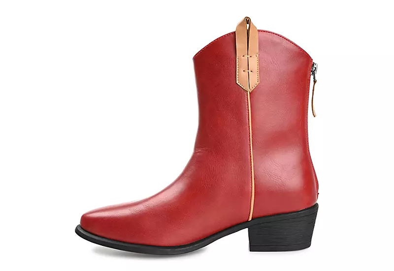 Journee Collection Womens Novva Western Ankle Boot - Red 4 Journee Collection Womens Novva Western Ankle Boot - Red - Image 4