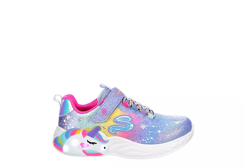 Skechers Girls Unicorn Dreams Light Up Sneaker - Light Blue 2 Skechers Girls Unicorn Dreams Light Up Sneaker - Light Blue - Image 2