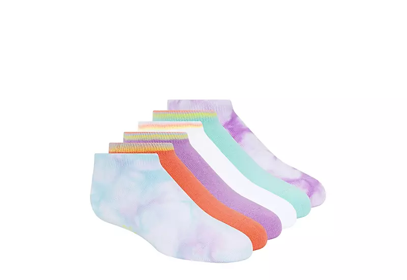 Skechers Girls Low Cut Tie Dye Socks 6 Pairs - Tie-dye 1 Skechers Girls Low Cut Tie Dye Socks 6 Pairs - Tie-dye