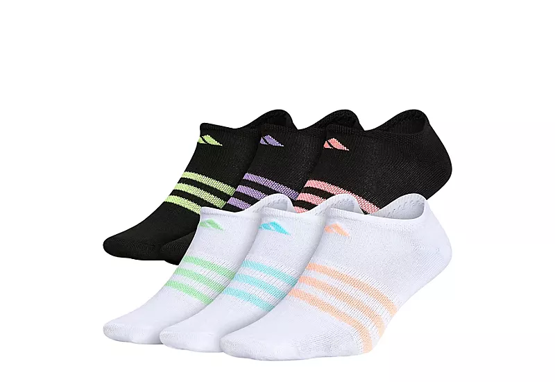Adidas Girls Superlite No Show Socks 6 Pairs - White 1 Adidas Girls Superlite No Show Socks 6 Pairs - White