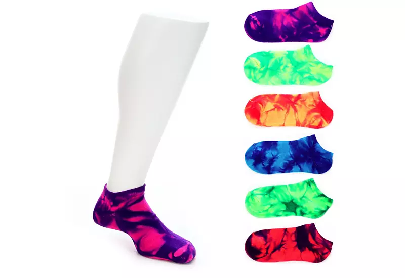 Sof Sole Girls Tie Dye No Show Socks 6 Pairs - Neon 1 Sof Sole Girls Tie Dye No Show Socks 6 Pairs - Neon